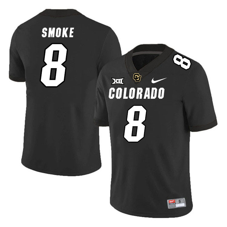 Colorado Buffaloes #8 Kavosiey Smoke Big 12 Conference College Football Jerseys Stitched Sale-Black